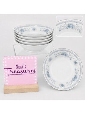 American Limoges Salem BRIDAL BOUQUET Floral Porcelain Fruit Dessert Bowl Set 6